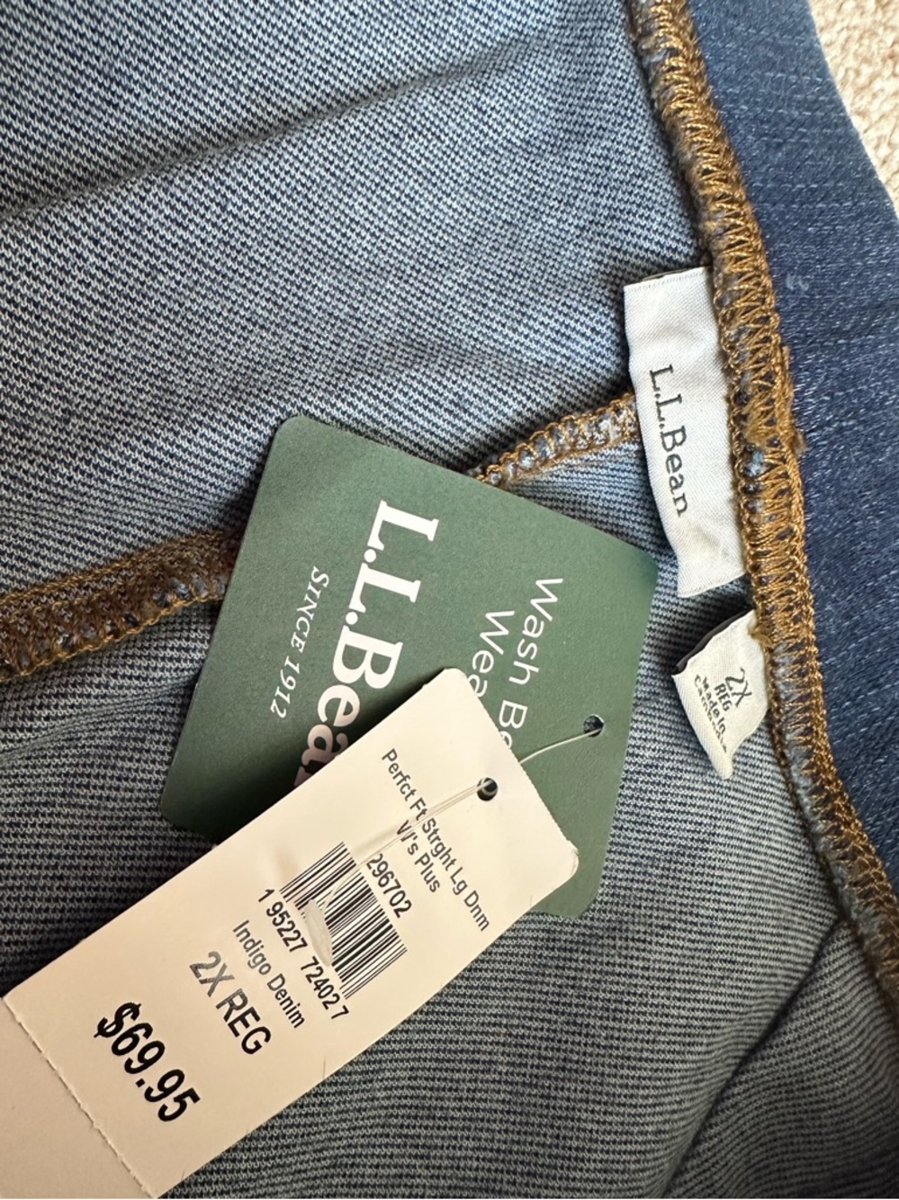 L.L. Bean Denim Pants with Contrast Stitching - Picture 2 of 4